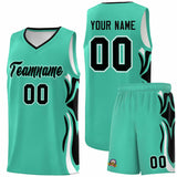 Custom Bright Green Black-White Graffiti Pattern Side Curve Pattern Sports Uniform Basketball Jersey Sets