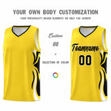Custom Gold Black-White Graffiti Pattern Side Curve Pattern Sports Uniform Basketball Jersey Sets