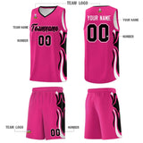 Custom Pink Black-White Graffiti Pattern Side Curve Pattern Sports Uniform Basketball Jersey Sets