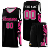 Custom Black Pink-White Graffiti Pattern Side Curve Pattern Sports Uniform Basketball Jersey Sets