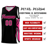 Custom Black Pink-White Graffiti Pattern Side Curve Pattern Sports Uniform Basketball Jersey Sets