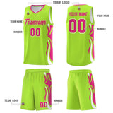 Custom Light Green Pink-White Graffiti Pattern Side Curve Pattern Sports Uniform Basketball Jersey Sets