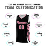 Custom Black Light Pink-White Graffiti Pattern Side Curve Pattern Sports Uniform Basketball Jersey Sets