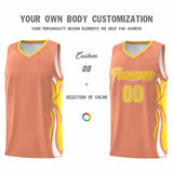 Custom Light Orange Gold-White Graffiti Pattern Side Curve Pattern Sports Uniform Basketball Jersey Sets
