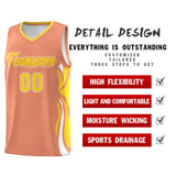 Custom Light Orange Gold-White Graffiti Pattern Side Curve Pattern Sports Uniform Basketball Jersey Sets