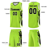 Custom Light Green Black-White Graffiti Pattern Side Curve Pattern Sports Uniform Basketball Jersey Sets