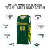 Custom Green Old Gold-White Graffiti Pattern Side Curve Pattern Sports Uniform Basketball Jersey Sets