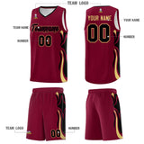 Custom Crimson Black-Khaki Graffiti Pattern Side Curve Pattern Sports Uniform Basketball Jersey Sets