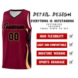 Custom Crimson Black-Khaki Graffiti Pattern Side Curve Pattern Sports Uniform Basketball Jersey Sets