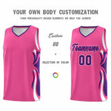 Custom Pink Purple-White Graffiti Pattern Side Curve Pattern Sports Uniform Basketball Jersey Sets