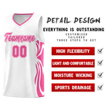 Custom White Pink-Pink Graffiti Pattern Side Curve Pattern Sports Uniform Basketball Jersey Sets