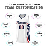 Custom White Navy-Red Graffiti Pattern Side Curve Pattern Sports Uniform Basketball Jersey Sets