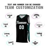 Custom Black White-Midnight Green Graffiti Pattern Side Curve Pattern Sports Uniform Basketball Jersey Sets