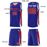 Custom Royal Red-White Graffiti Pattern Side Curve Pattern Sports Uniform Basketball Jersey Sets