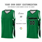 Custom Kelly Green Black-White Graffiti Pattern Side Curve Pattern Sports Uniform Basketball Jersey Sets