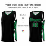 Custom Black Kelly Green-White Graffiti Pattern Side Curve Pattern Sports Uniform Basketball Jersey Sets