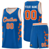 Custom Royal Side Lightning Pattern Sports Uniform Basketball Jersey