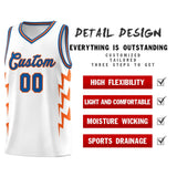Custom White Side Lightning Pattern Sports Uniform Basketball Jersey