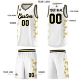 Custom White Side Lightning Pattern Sports Uniform Basketball Jersey