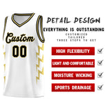 Custom White Side Lightning Pattern Sports Uniform Basketball Jersey
