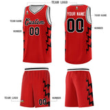Custom Red Side Lightning Pattern Sports Uniform Basketball Jersey