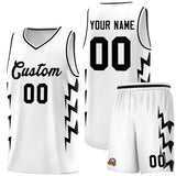 Custom White Side Lightning Pattern Sports Uniform Basketball Jersey
