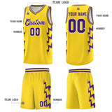 Custom Gold Side Lightning Pattern Sports Uniform Basketball Jersey