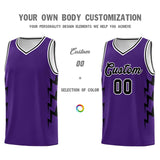 Custom Purple Side Lightning Pattern Sports Uniform Basketball Jersey