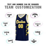 Custom Navy Side Lightning Pattern Sports Uniform Basketball Jersey