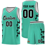 Custom Bright Green Side Lightning Pattern Sports Uniform Basketball Jersey