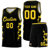 Custom Black Side Lightning Pattern Sports Uniform Basketball Jersey