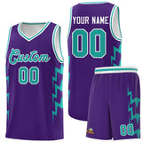 Custom Purple Side Lightning Pattern Sports Uniform Basketball Jersey