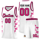 Custom White Side Lightning Pattern Sports Uniform Basketball Jersey