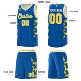 Custom Royal Side Lightning Pattern Sports Uniform Basketball Jersey