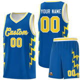 Custom Royal Side Lightning Pattern Sports Uniform Basketball Jersey