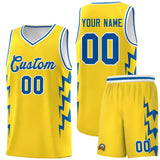 Custom Gold Side Lightning Pattern Sports Uniform Basketball Jersey