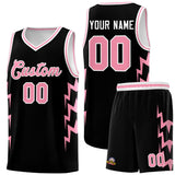Custom Black Side Lightning Pattern Sports Uniform Basketball Jersey
