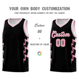 Custom Black Side Lightning Pattern Sports Uniform Basketball Jersey
