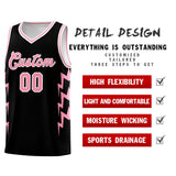 Custom Black Side Lightning Pattern Sports Uniform Basketball Jersey