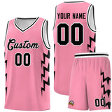Custom Light Pink Side Lightning Pattern Sports Uniform Basketball Jersey