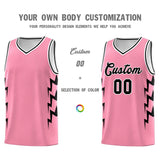 Custom Light Pink Side Lightning Pattern Sports Uniform Basketball Jersey