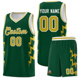 Custom Hunter Green Side Lightning Pattern Sports Uniform Basketball Jersey