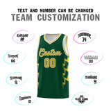 Custom Hunter Green Side Lightning Pattern Sports Uniform Basketball Jersey