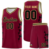 Custom Crimson Side Lightning Pattern Sports Uniform Basketball Jersey