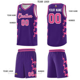 Custom Purple Side Lightning Pattern Sports Uniform Basketball Jersey