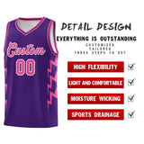 Custom Purple Side Lightning Pattern Sports Uniform Basketball Jersey