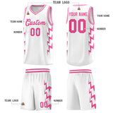 Custom White Side Lightning Pattern Sports Uniform Basketball Jersey