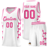Custom White Side Lightning Pattern Sports Uniform Basketball Jersey