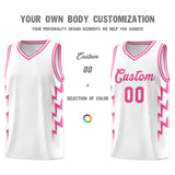 Custom White Side Lightning Pattern Sports Uniform Basketball Jersey