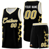 Custom Black Side Lightning Pattern Sports Uniform Basketball Jersey